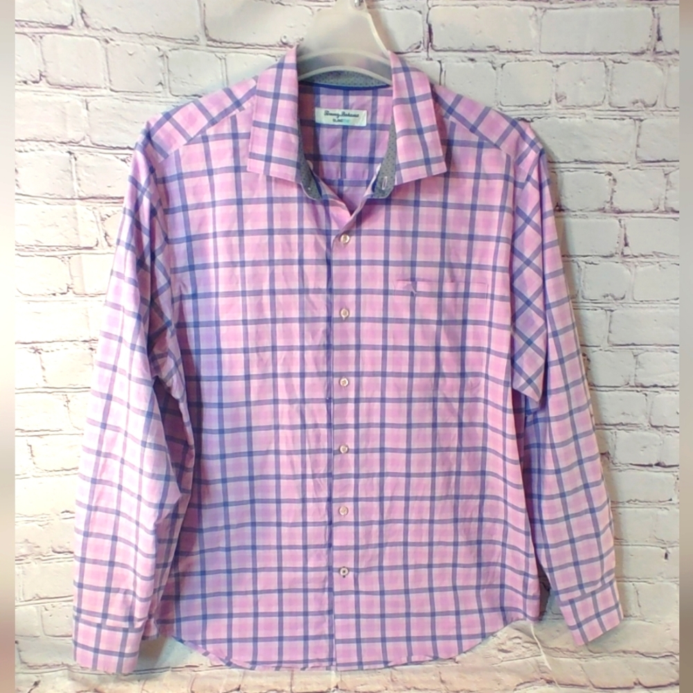 Tommy Bahama Mens  Island  Zone XL Purple Striped Long Sleeve Preppy Shirt